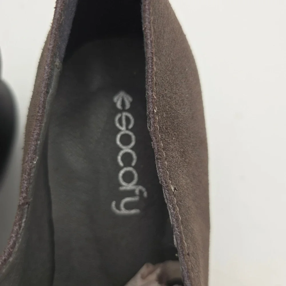 Escocofy Fawn 38/7.5 Suede Shoes Embroidered Rose Comfort Round Heel Loafer Boho